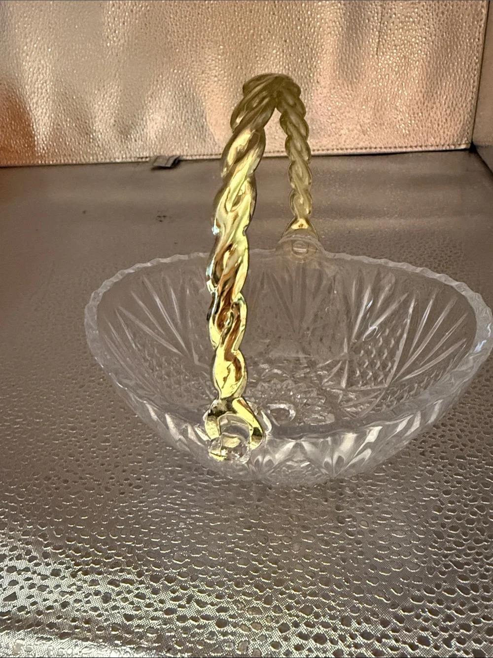 Vintage Mikasa Crystal Mini Basket Candy Dish